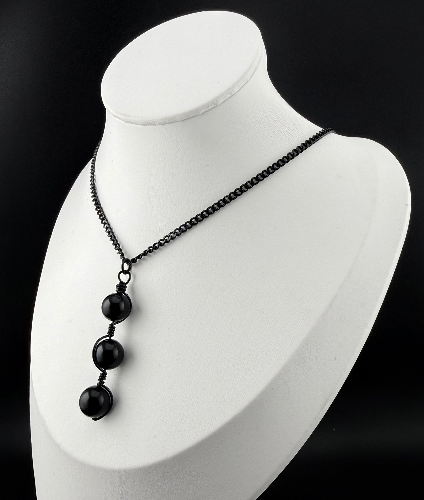 Matte Onyx Wire Wrapped Pendant