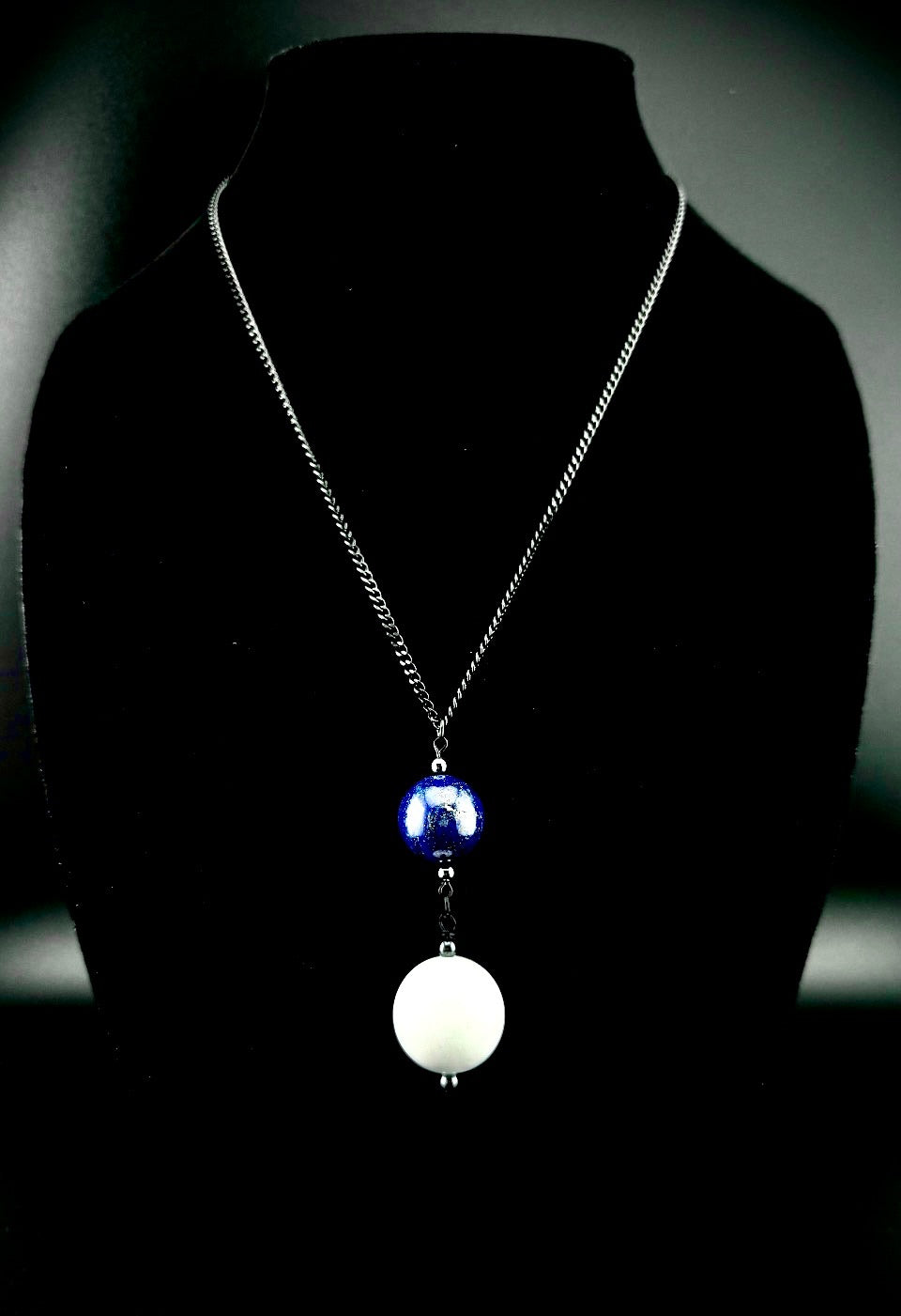 Lapis Azuli, White Jade, & Hematite Pendant