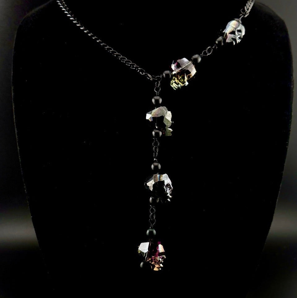 Glass Skulls With Black Glass Beads