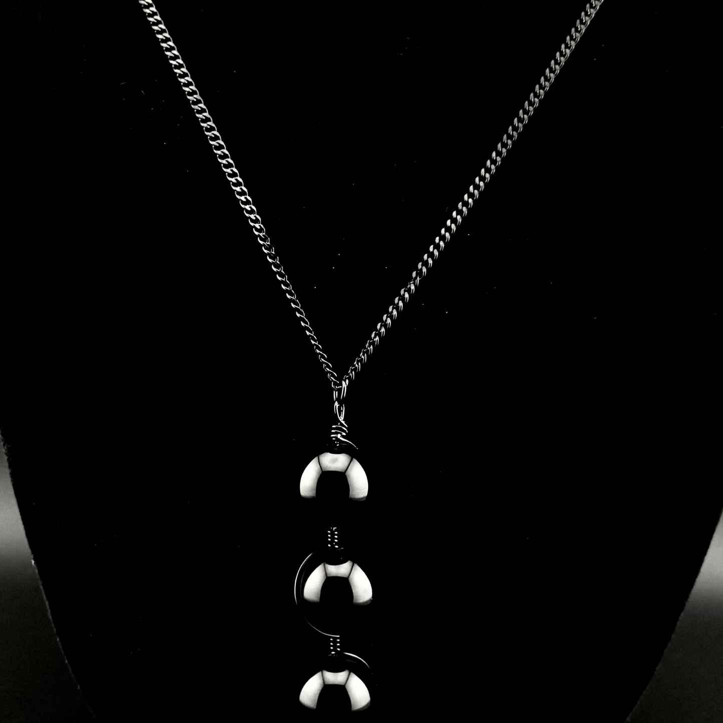 Shiny Onyx Wire Wrapped Pendant