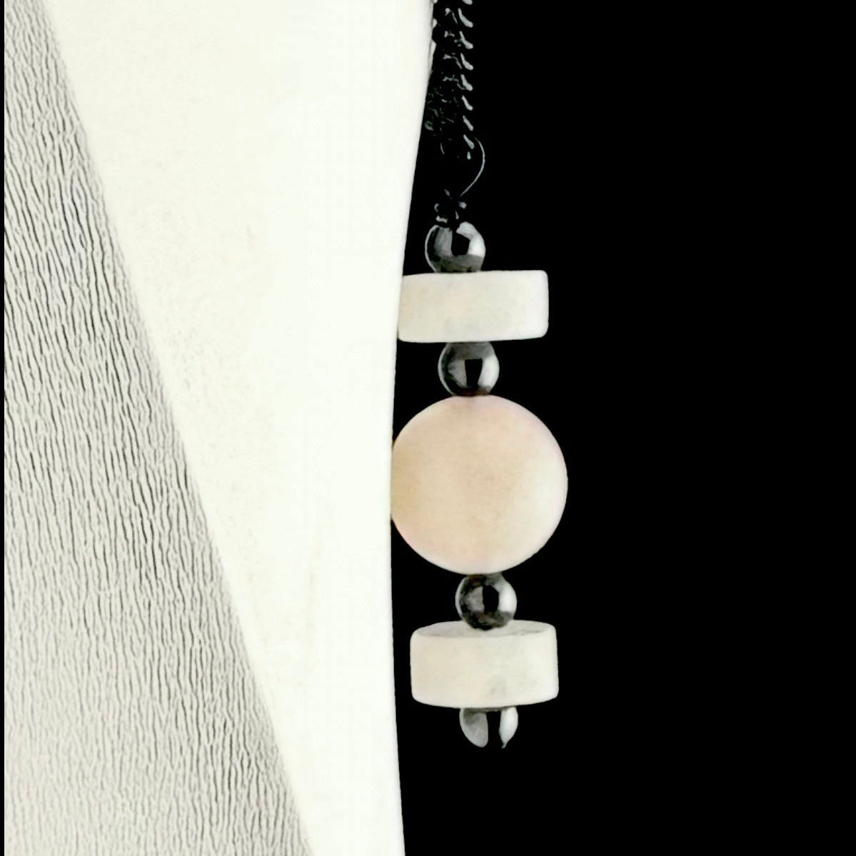 Layered Rose Quartz and Hematite Pendant
