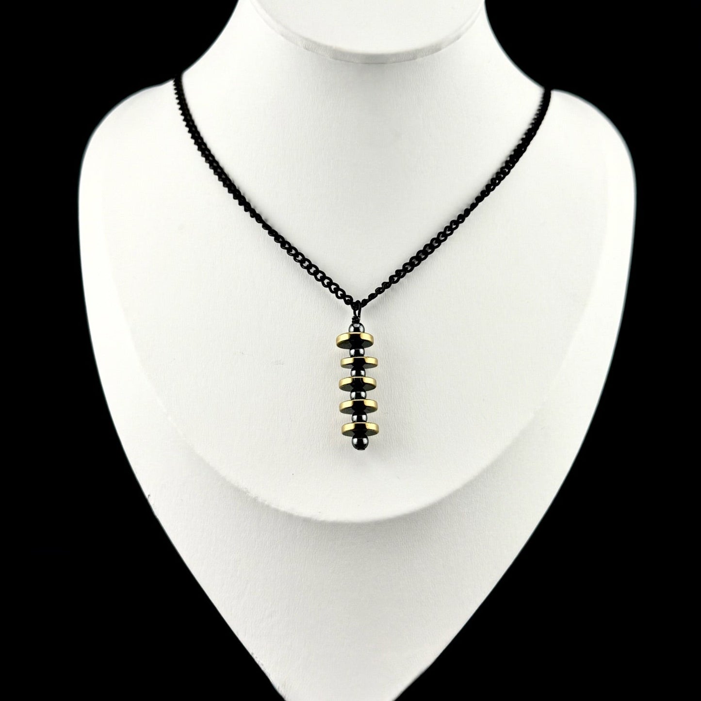Gold Metal & Henatite Pendant