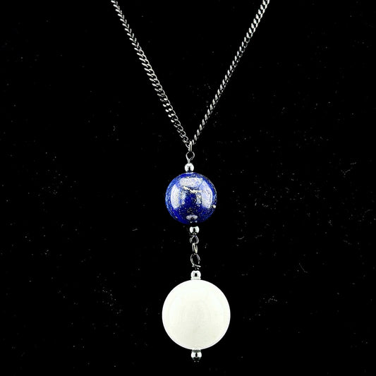 Lapis Azuli, White Jade, & Hematite Pendant