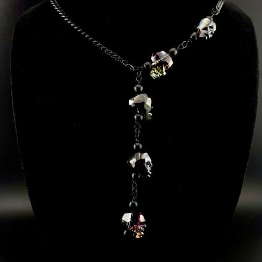 Glass Skulls With Black Glass Beads