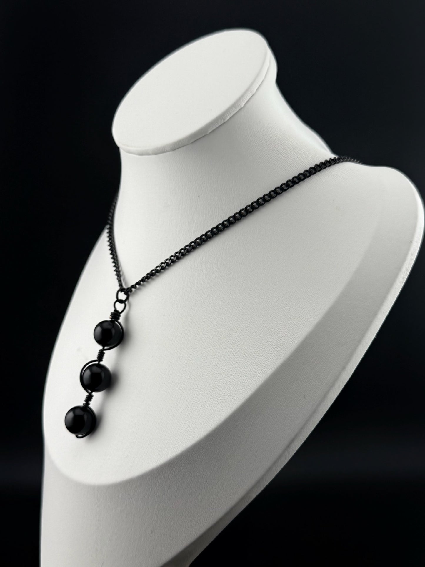 Matte Onyx Wire Wrapped Pendant