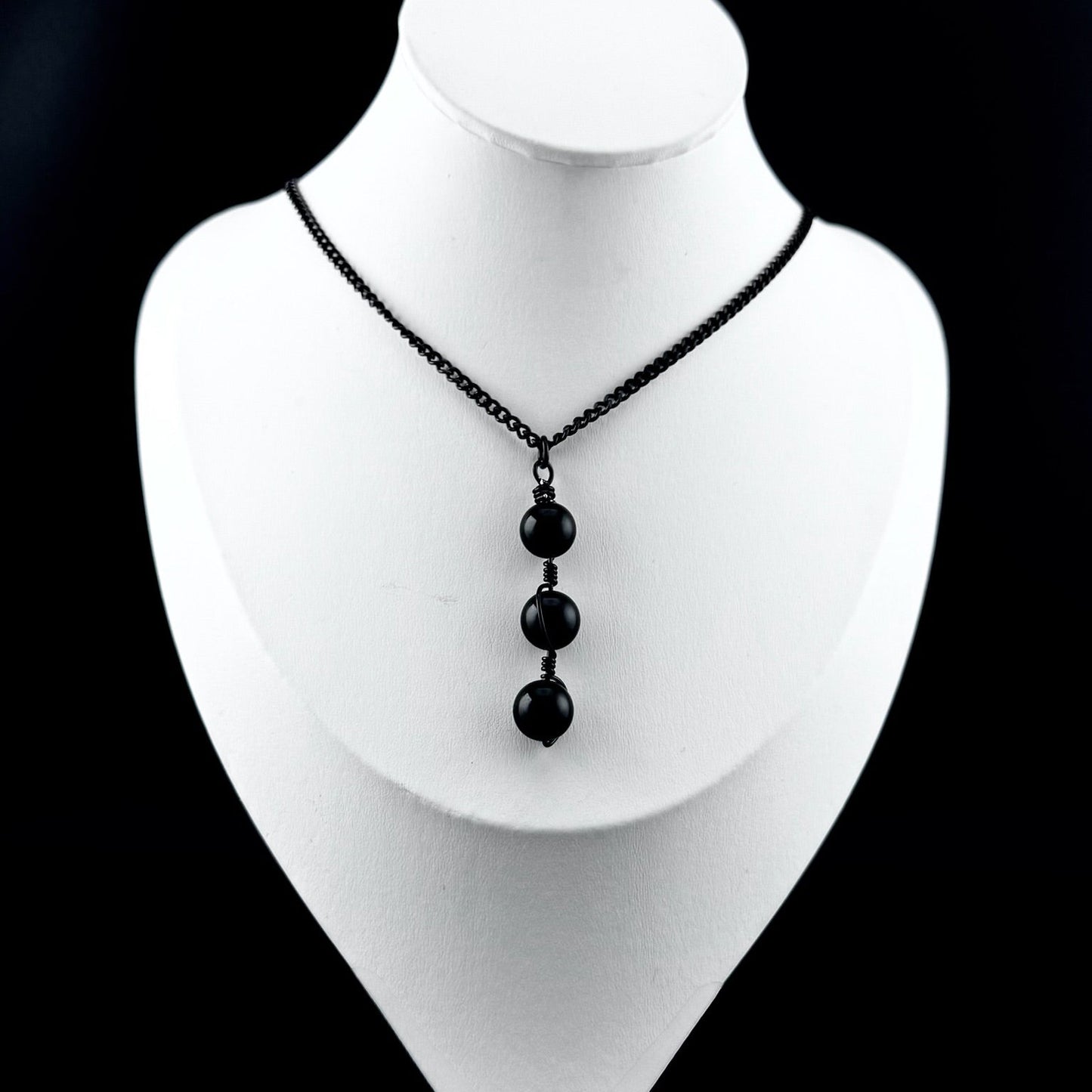 Matte Onyx Wire Wrapped Pendant