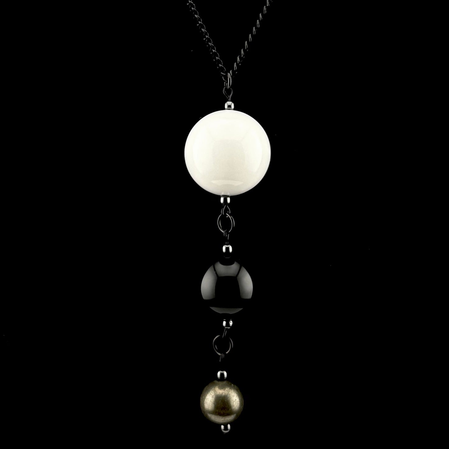 White Jade, Black Onyx, and Pyrite